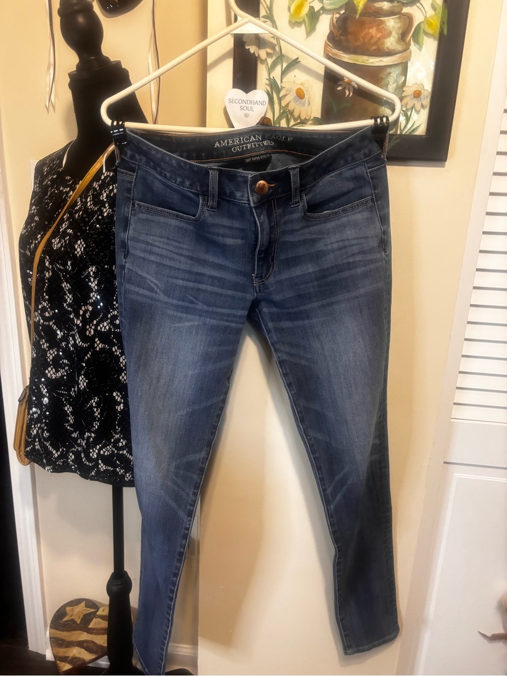 American Eagle Outfitters Dark Blue Skinny Stretch Jeans